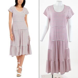 Tommy Hilfiger Women's Striped Tiered Midi Dress